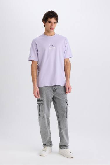 Boxy Fit One Piece Crew Neck Printed Short Sleeve T-Shirt