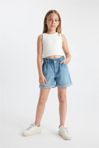 Girl Paperbag Denim Shorts