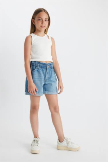 Girl Paperbag Denim Shorts