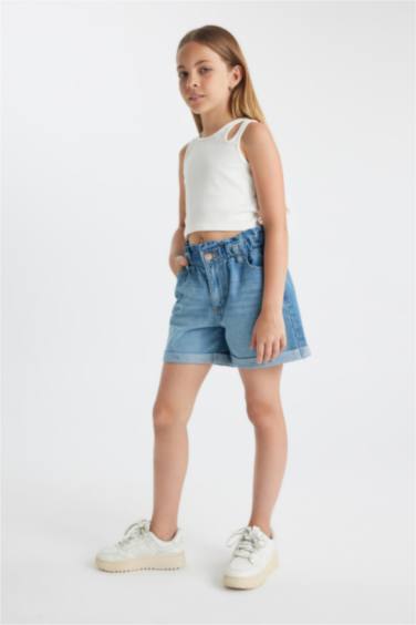 Girl Paperbag Denim Shorts