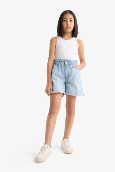 Girl Paperbag Denim Shorts