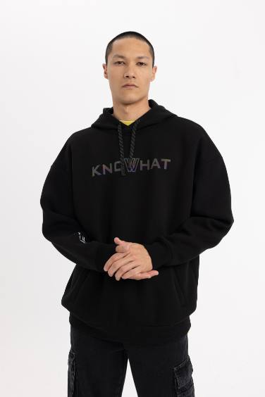 Oversize Geniş Kalıp Kapüşonlu Baskılı Sweatshirt