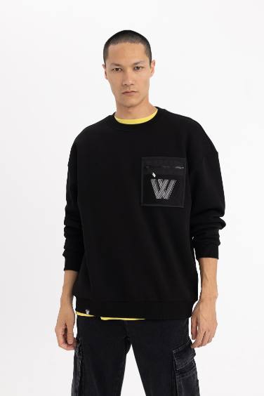 Oversize Fit Crew Neck Printed Sweatshirt