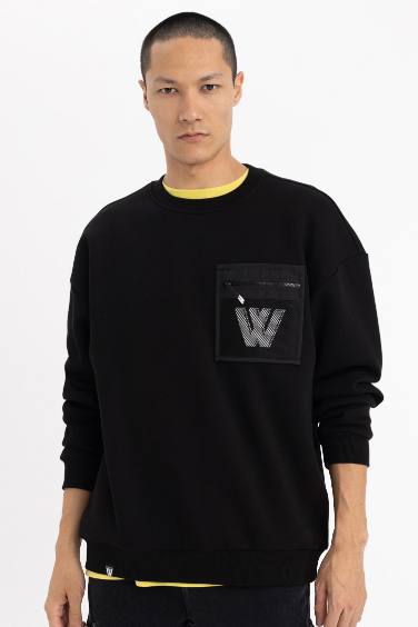 Oversize Fit Crew Neck Printed Sweatshirt