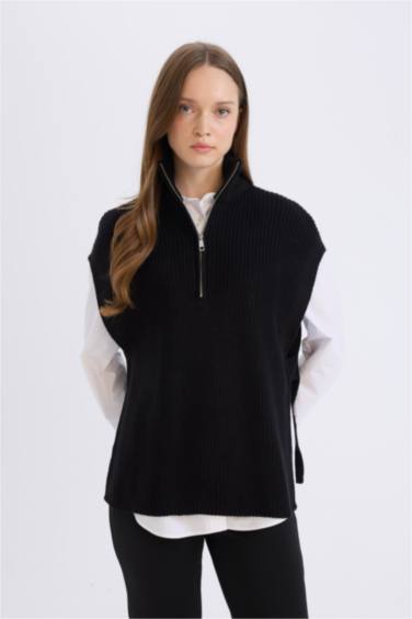 بلوفر كت قصة عادية بياقة مدورة