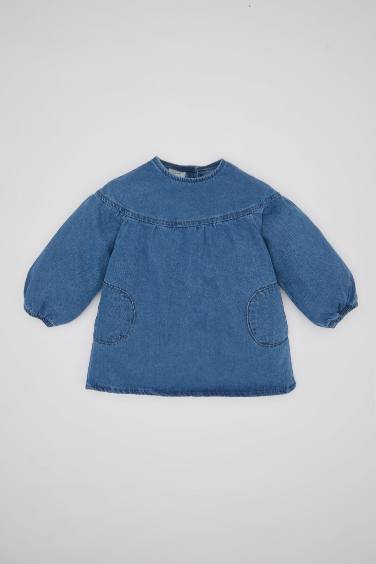 Robe Jean Manches Longues Pour Bébé Fille