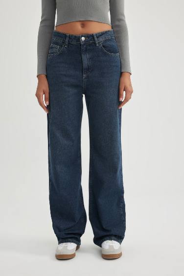 90's Wide Leg High Waist Long Jeans