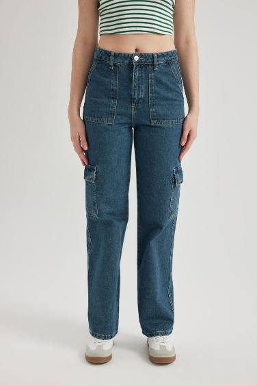 Wide Leg Cargo High Waist Long Jeans