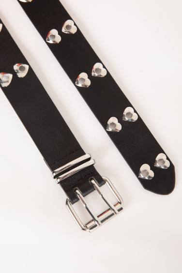 Woman Faux Leather Denim Belt
