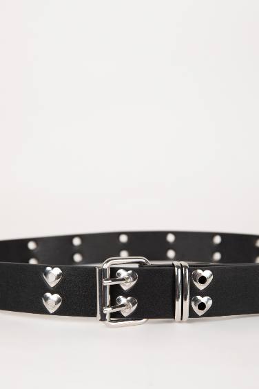 Woman Faux Leather Denim Belt