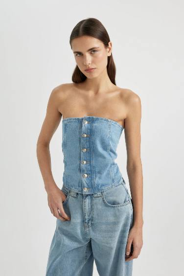 Strapless Jean Blouse