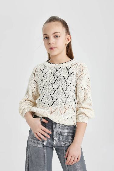 Girl Regular Fit Crew Neck Pullover