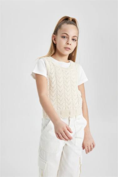 كروب توب بناتي برقبة مستديرة