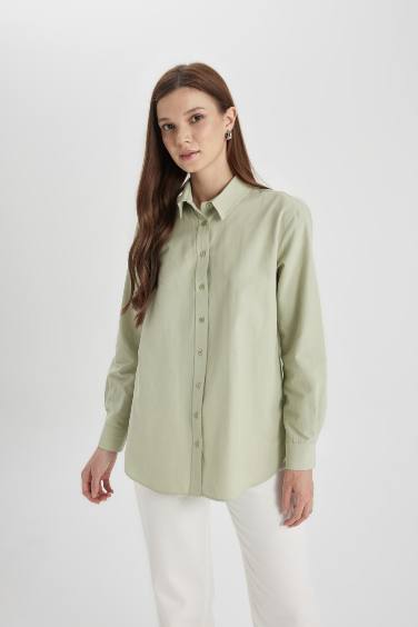 Relax Fit Poplin Long Sleeve Shirt Tunic