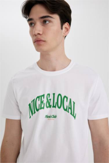 Slim Fit Crew Neck Printed Short Sleeve T-Shirt