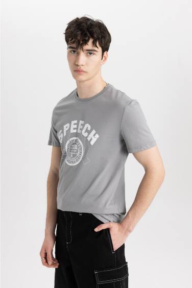 Slim Fit Crew Neck Printed Short Sleeve T-Shirt