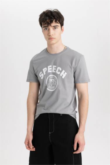 Slim Fit Crew Neck Printed Short Sleeve T-Shirt