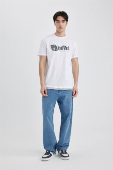 Regular Fit Crew Neck Printed Short Sleeve T-Shirt