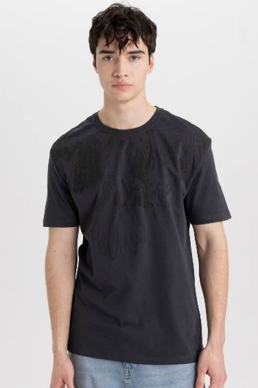 Regular Fit Crew Neck Printed Short Sleeve T-Shirt