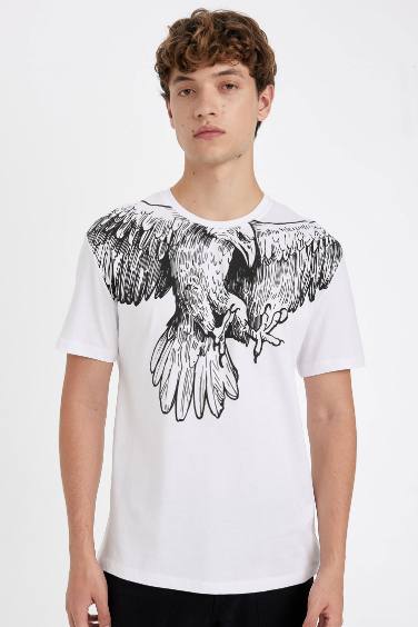 Regular Fit Crew Neck Printed Short Sleeve T-Shirt