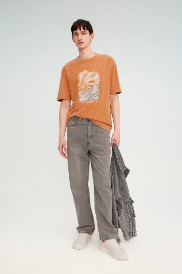 تيشيرت نص كم جيرسي قصة مريحة برقبة مستديرة