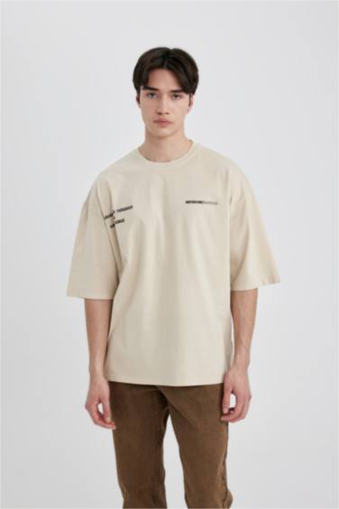 Oversize Fit Crew Neck Printed Short Sleeve T-Shirt