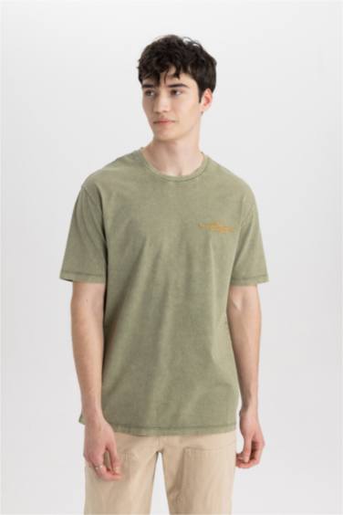 Regular Fit Crew Neck Printed Short Sleeve T-Shirt