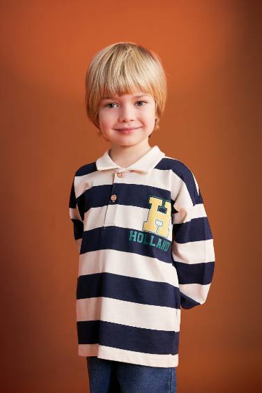Baby Boy Polo Neck Striped Sweatshirt