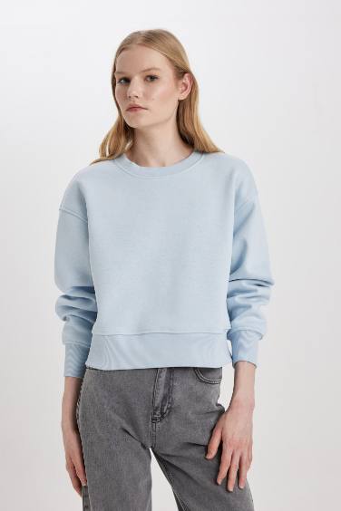 Relax Fit Crew Neck Thick Basic Sweatshirt