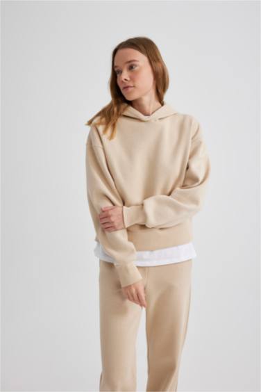 Boxy Fit Thick Hooded Sweatshirt