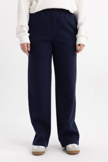 Pantalon de Jogging coupe régulière Taille Haute avec Poches et Jambes Droites