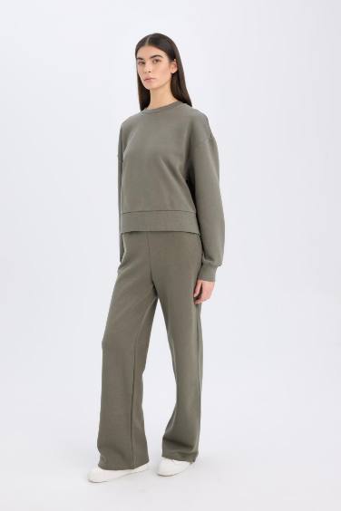 Straight Fit High Waist Thick Basic Sweatpants