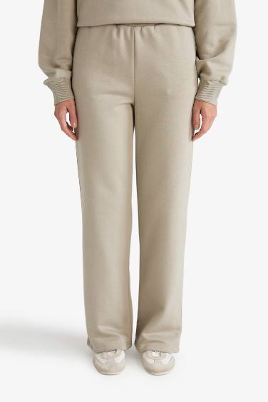 Straight Fit Basic Düz Cepli Yüksek Bel Eşofman Altı