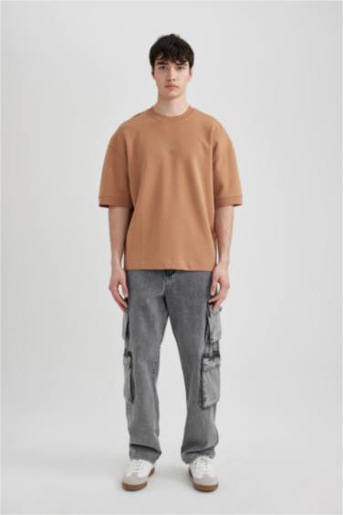 Loose Fit Crew Neck Printed Short Sleeve T-Shirt