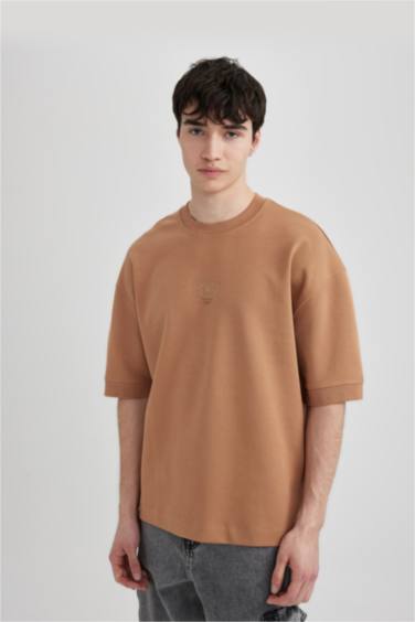 Loose Fit Crew Neck Printed Short Sleeve T-Shirt