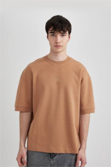 Loose Fit Crew Neck Printed Short Sleeve T-Shirt