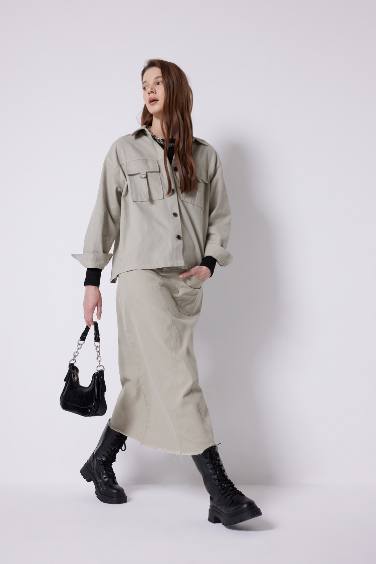 A Line Gabardine Long Skirt