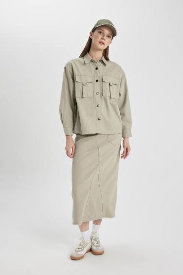 A Line Gabardine Long Skirt