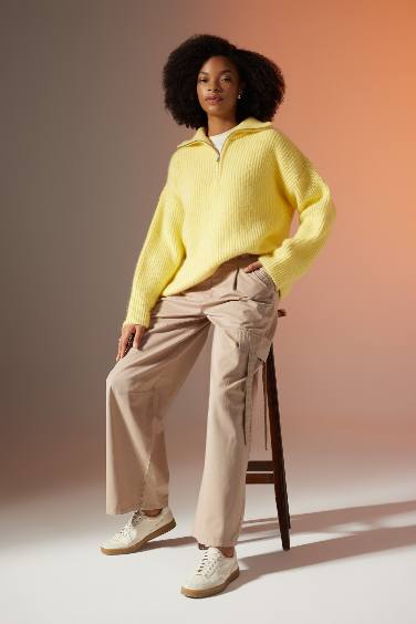 بنطلون جبردين وايد ليج بجيب كارجو بيج