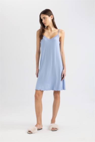 Regular Fit V-Neck Viscose Knitted Dress