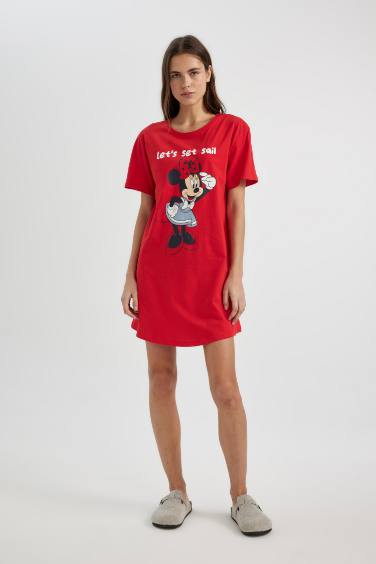 Regular Fit Crew Neck Mickey & Minnie Licensed Knitted Dress