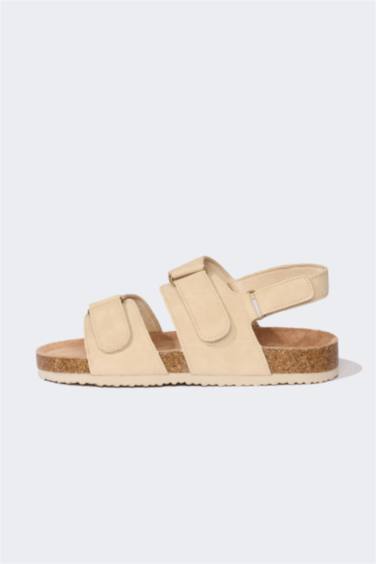 Girl Velcro Flat Sole Faux Leather Sandals