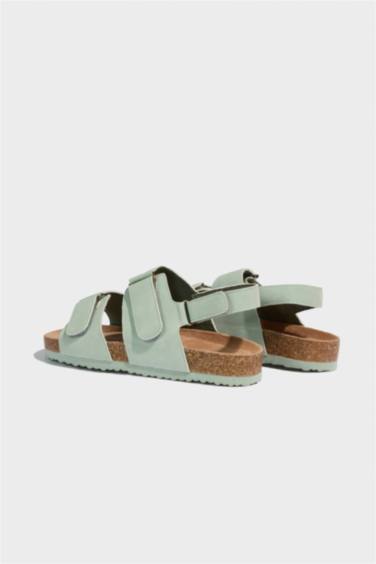 Girl Velcro Flat Sole Faux Leather Sandals