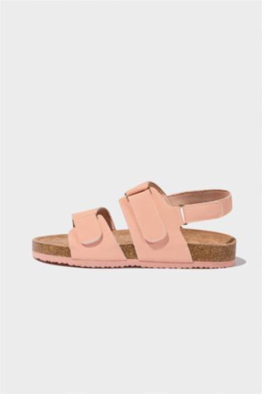 Girl Velcro Flat Sole Faux Leather Sandals