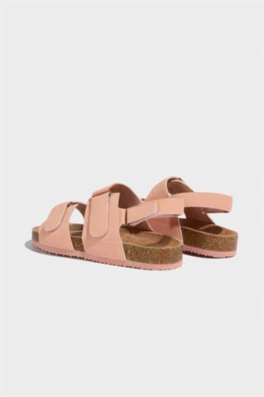 Girl Velcro Flat Sole Faux Leather Sandals