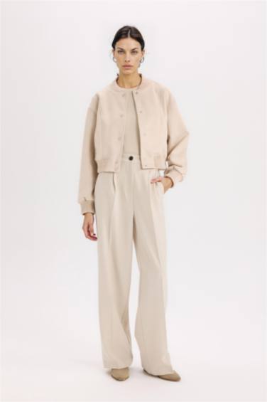 Kolej Yaka Bomber Mont Ceket Basic Düz Çıtçıtlı Süet