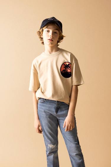 Boy Oversize Fit Crew Neck Printed  T-Shirt