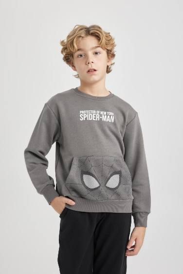 Erkek Çocuk Marvel Spiderman Bisiklet Yaka Sweatshirt