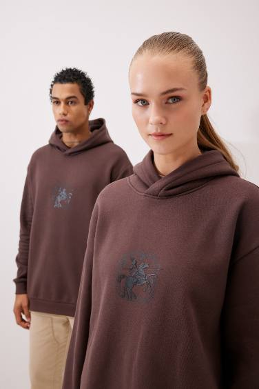 Unisex Oversize Geniş Kalıp Kapüşonlu Sırt Baskılı Sweatshirt