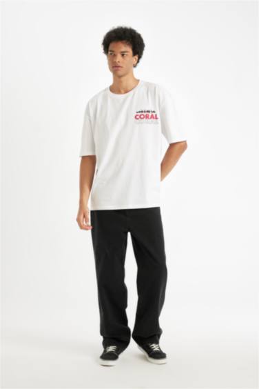 Oversize Fit Crew Neck Back Printed T-Shirt